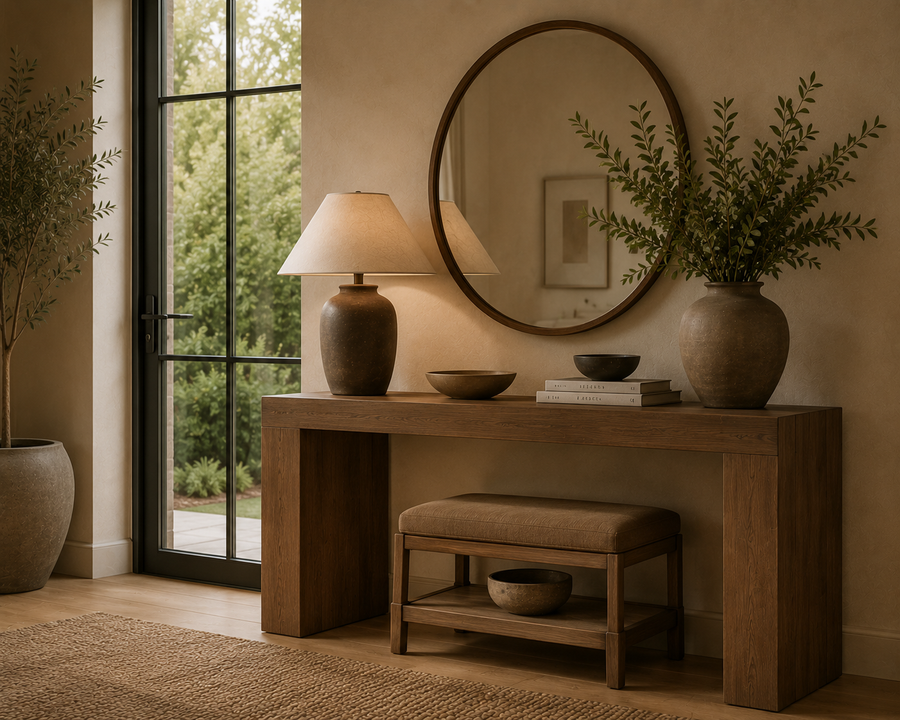 Calm entryway with console furniture