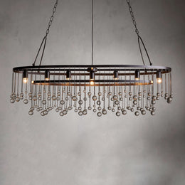 Aubrey 7-Light Crystal Ball Oval Chandelier — Bronze
