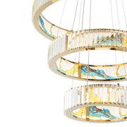 Colorful Crystal Three-Tier Round Chandelier