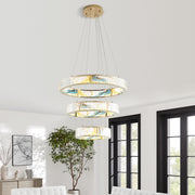 Colorful Crystal Three-Tier Round Chandelier