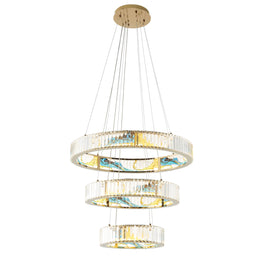 Colorful Crystal Three-Tier Round Chandelier — Three Tier Round