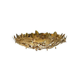 Crownleaf flush mount chandelier in Gold with amber crystal