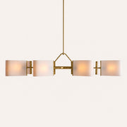 Dessay Eight-Light Silk Shade Linear Chandelier — Brass