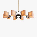 Dessay Eight-Light Silk Shade Linear Chandelier — Bronze