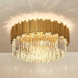 Enoch Gold Crystal Flush Mount Chandelier — 16
