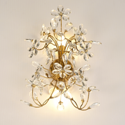 Fiore Crystal Flower Two-Light Wall Sconce — Brass