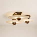 Median Alabaster 3-Disc Flush Mount in Brass