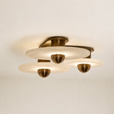 Median Alabaster 3-Disc Flush Mount in Brass