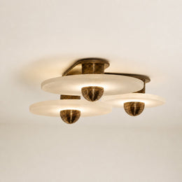 Median Alabaster 3-Disc Flush Mount in Brass
