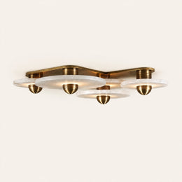 Median Alabaster 4-Disc Flush Mount in Brass