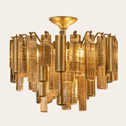 Neve cast glass flush mount in Brass finish with bronze glass