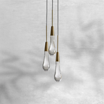 Raindrop Seeded Glass Three-Light Pendant - Brass