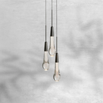 Raindrop Seeded Glass Three-Light Pendant - Bronze