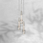 Raindrop Seeded Glass Three-Light Pendant - Nickel