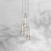 Raindrop Seeded Glass Three-Light Pendant - Nickel