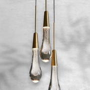 Raindrop Seeded Glass Three-Light Pendant